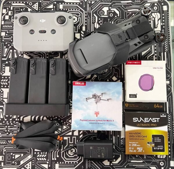 DJI Mavic 3 5.1K Hasselblad drone with PGYTECH ND filters and payload release system – excellent condition