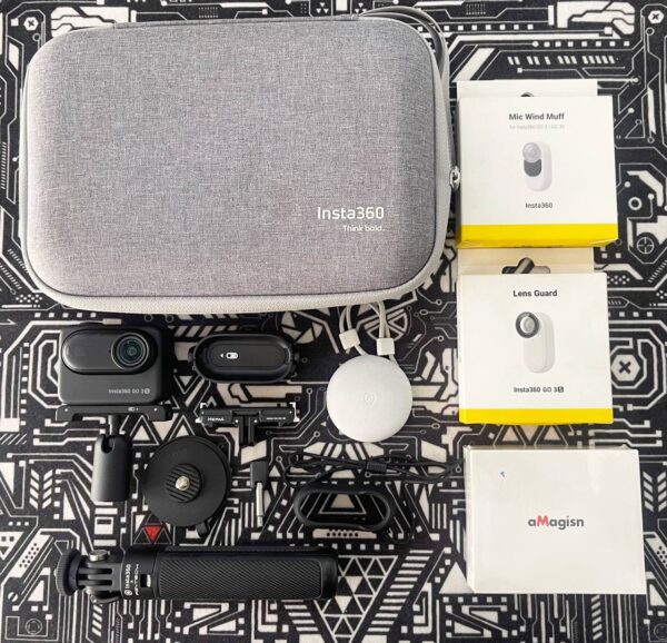 Insta360 GO 3S (128GB) Creator Kit with Mic Muff + Lens Guard + Silicone Case + Selfie Stick + Carry Bag