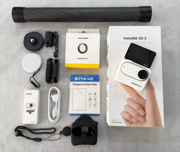 Insta360 GO 3 (128GB) Creator Kit with Dive Case + Selfie Stick + Lens Guard + Silicone Case + Quick Release + Screen Protector