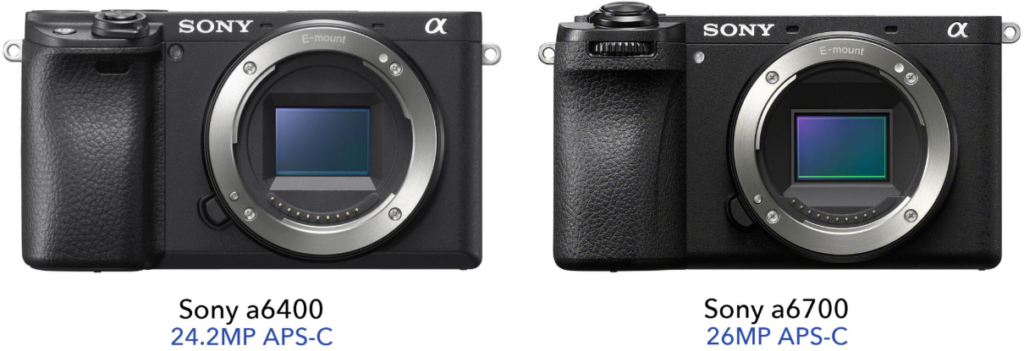 Sony A6700 vs A6400 back view comparison at Camerion Cameras